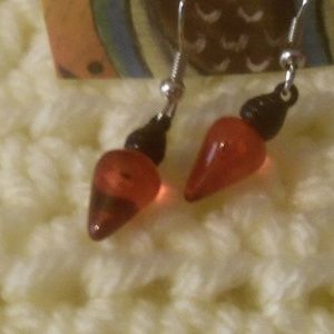 Handmade Red Christmas light bulb earrings